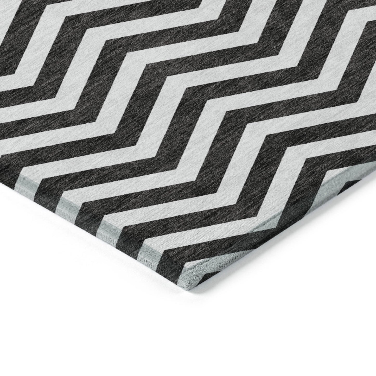 Tabselect Home Line 8' X 10' Black And Ivory Chevron Washable Indoor Outdoor Area Rug