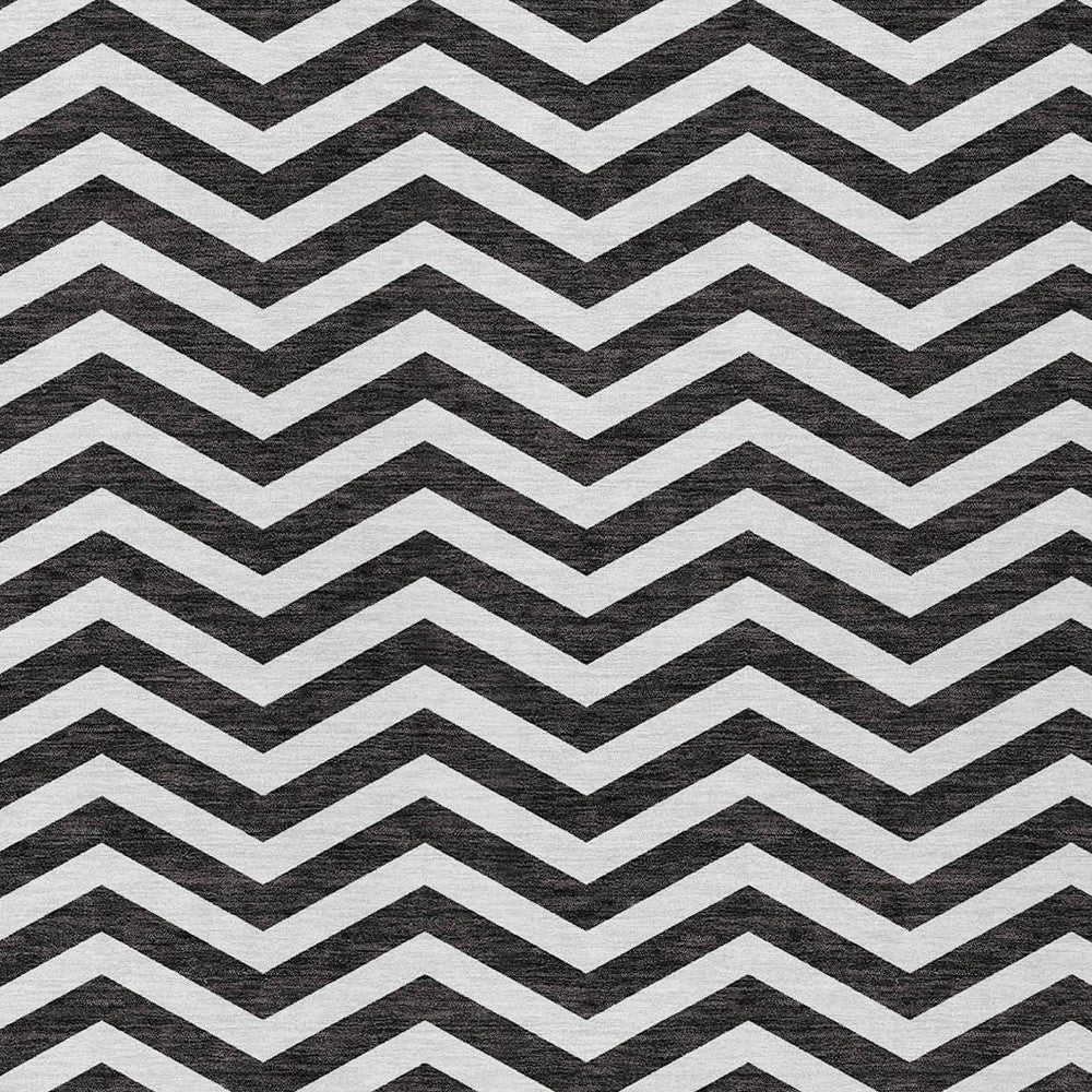 Tabselect Home Line 8' X 10' Black And Ivory Chevron Washable Indoor Outdoor Area Rug