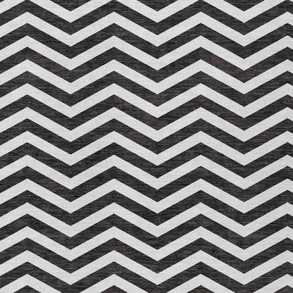 Tabselect Home Line 8' X 10' Black And Ivory Chevron Washable Indoor Outdoor Area Rug