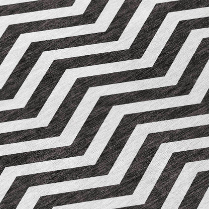 Tabselect Home Line 8' X 10' Black And Ivory Chevron Washable Indoor Outdoor Area Rug