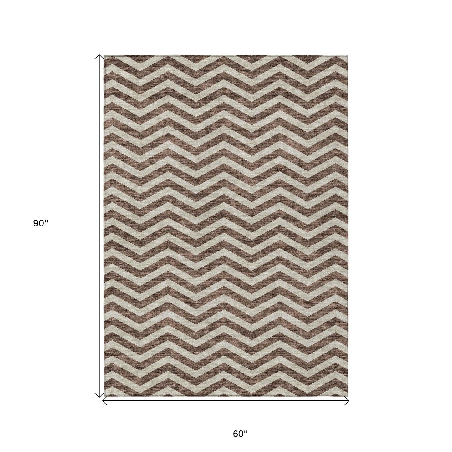 Tabselect Home Line 5' X 8' Brown And Beige Chevron Washable Indoor Outdoor Area Rug