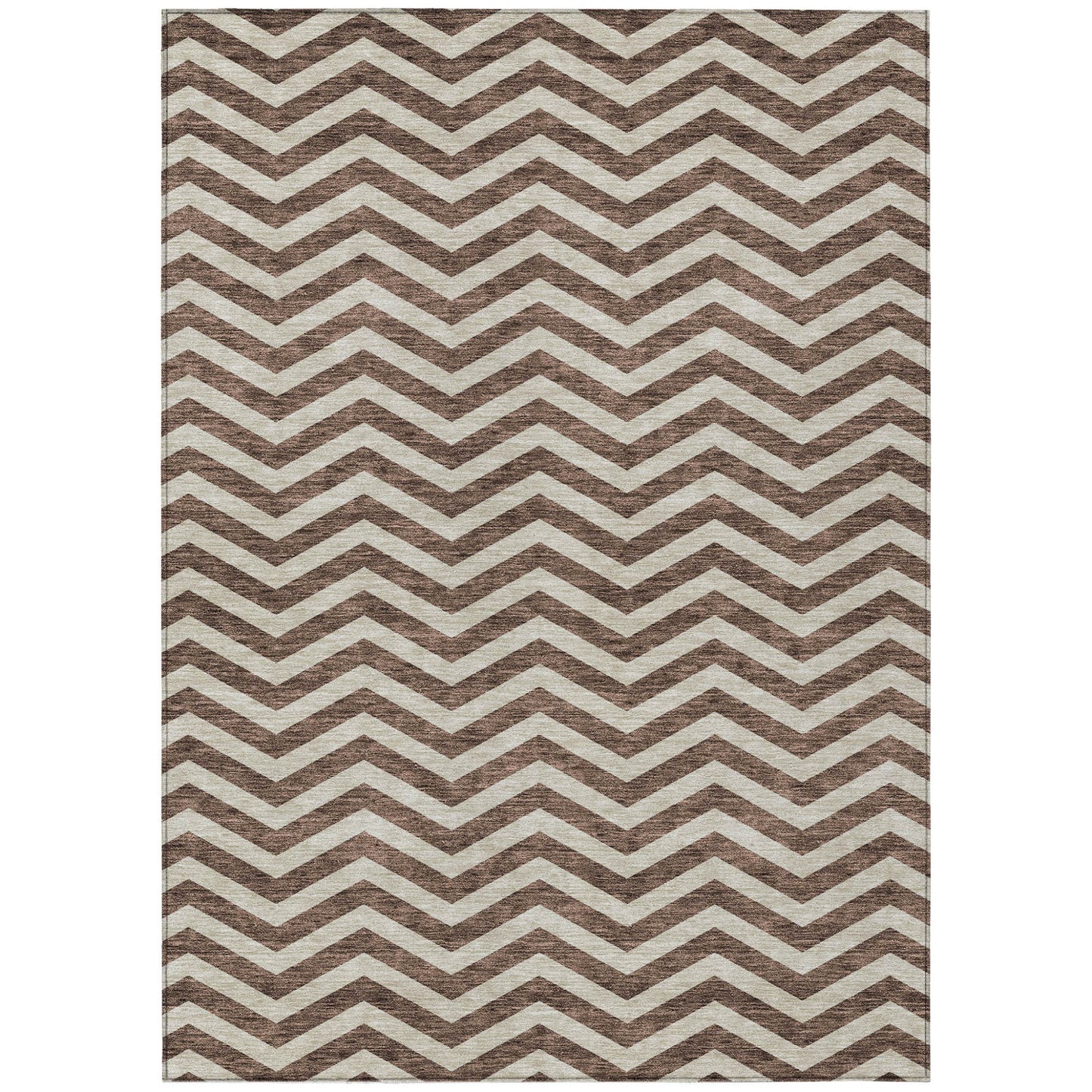 Tabselect Home Line 5' X 8' Brown And Beige Chevron Washable Indoor Outdoor Area Rug