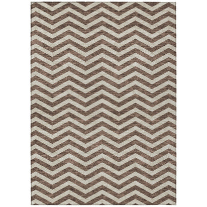 Tabselect Home Line 5' X 8' Brown And Beige Chevron Washable Indoor Outdoor Area Rug
