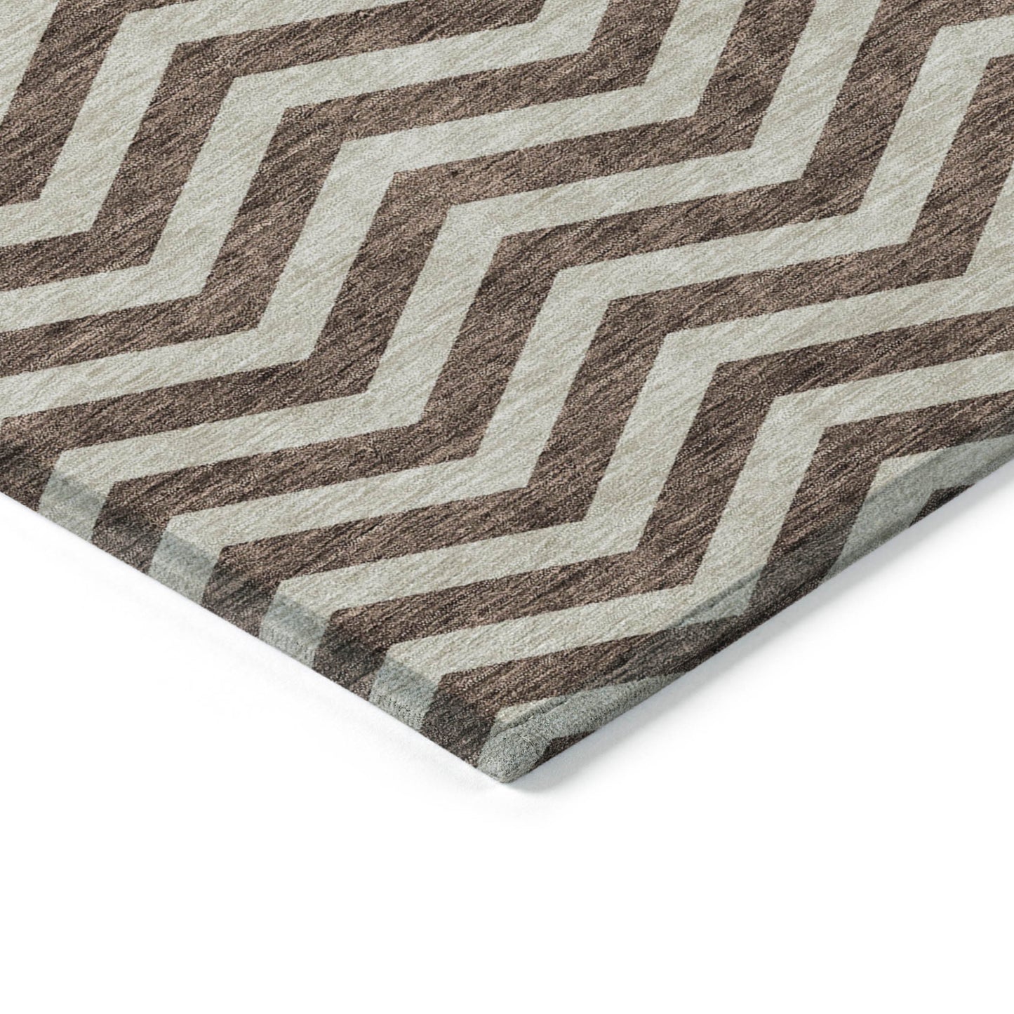 Tabselect Home Line 5' X 8' Brown And Beige Chevron Washable Indoor Outdoor Area Rug