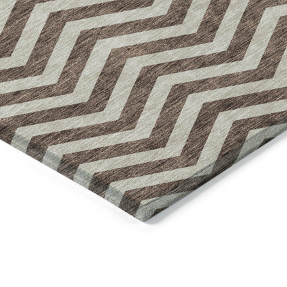 Tabselect Home Line 5' X 8' Brown And Beige Chevron Washable Indoor Outdoor Area Rug