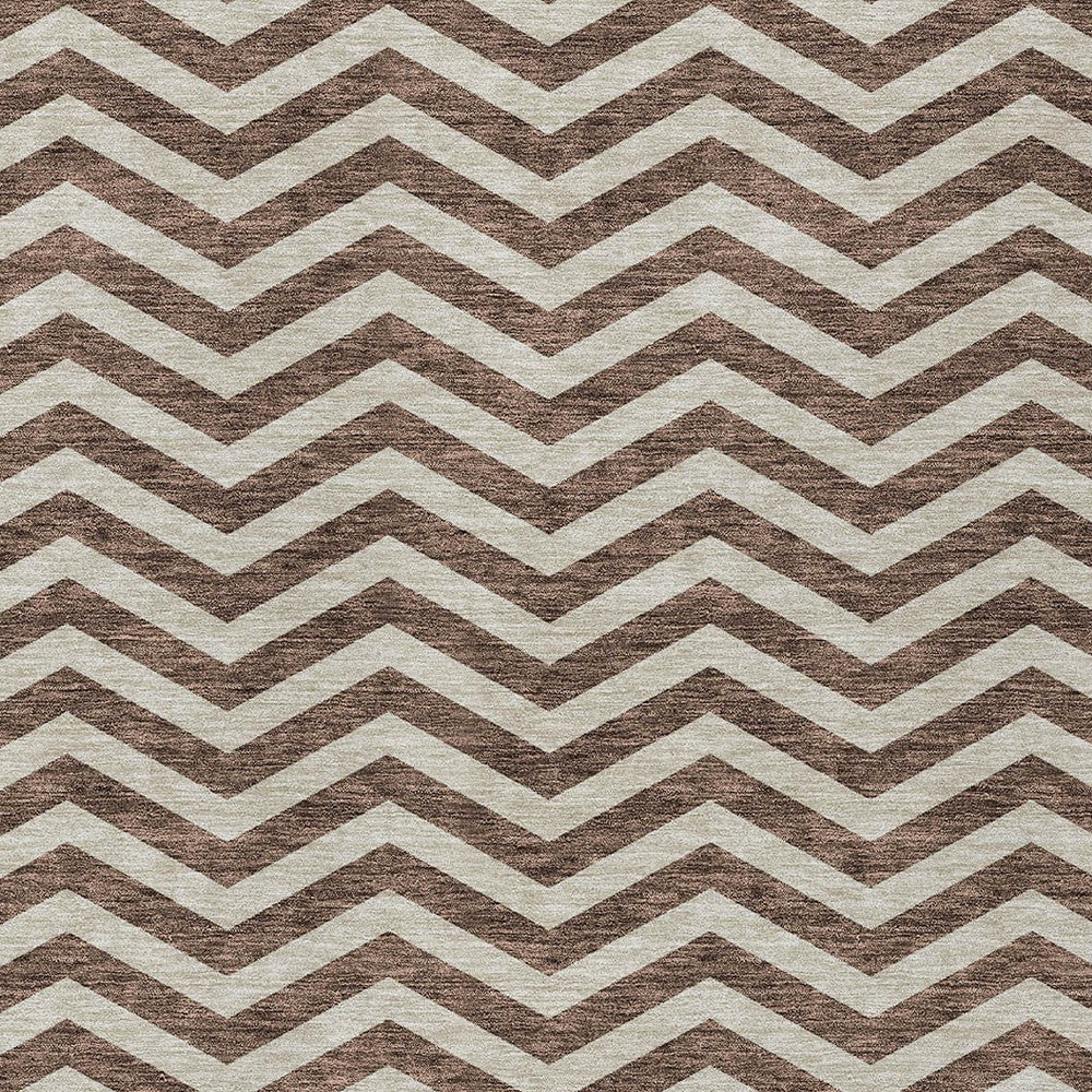 Tabselect Home Line 5' X 8' Brown And Beige Chevron Washable Indoor Outdoor Area Rug