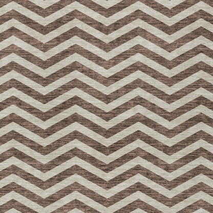 Tabselect Home Line 5' X 8' Brown And Beige Chevron Washable Indoor Outdoor Area Rug