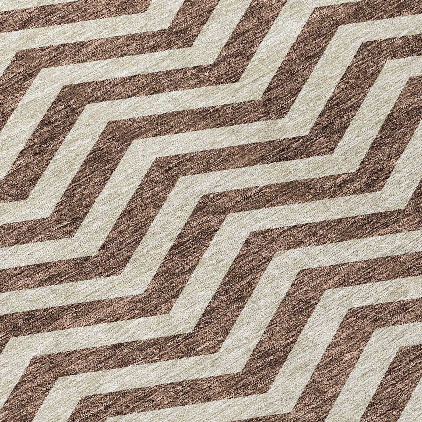 Tabselect Home Line 5' X 8' Brown And Beige Chevron Washable Indoor Outdoor Area Rug