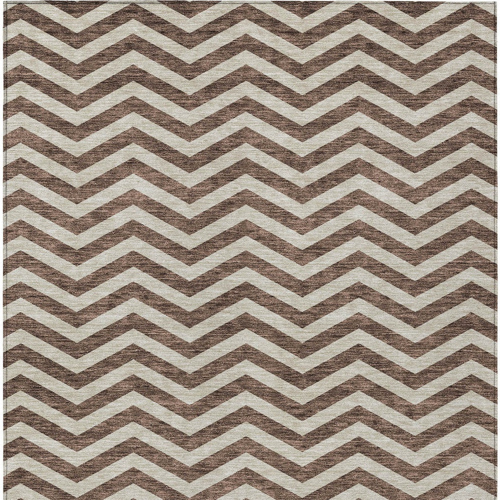 Tabselect Home Line 8' X 10' Brown And Beige Chevron Washable Indoor Outdoor Area Rug