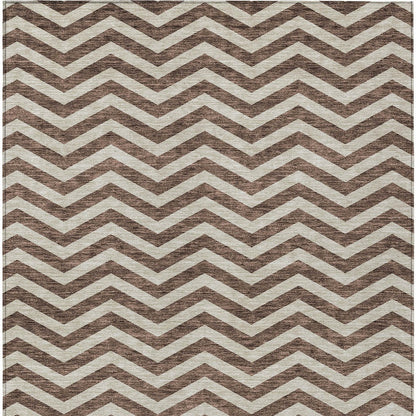 Tabselect Home Line 8' X 10' Brown And Beige Chevron Washable Indoor Outdoor Area Rug