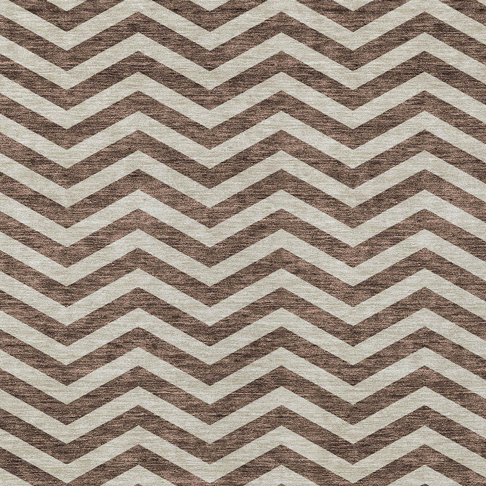 Tabselect Home Line 8' X 10' Brown And Beige Chevron Washable Indoor Outdoor Area Rug