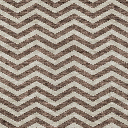 Tabselect Home Line 8' X 10' Brown And Beige Chevron Washable Indoor Outdoor Area Rug