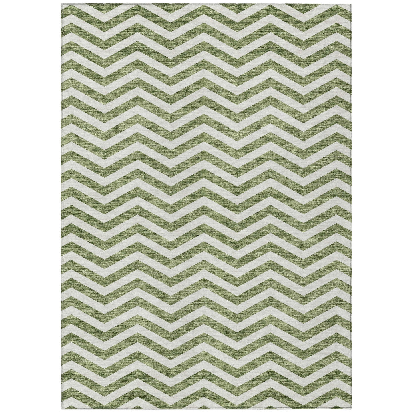 Tabselect Home Line 5' X 8' Green And Ivory Chevron Washable Indoor Outdoor Area Rug
