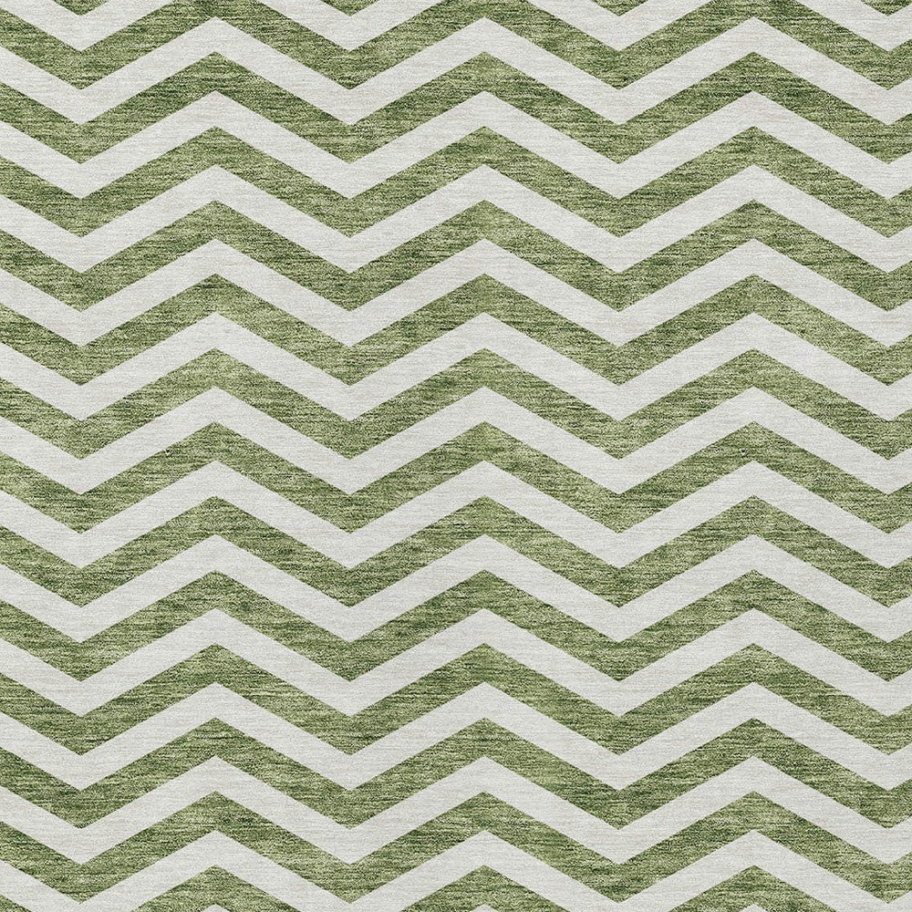Tabselect Home Line 5' X 8' Green And Ivory Chevron Washable Indoor Outdoor Area Rug
