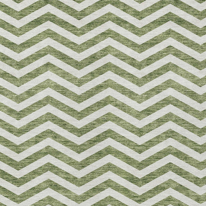 Tabselect Home Line 5' X 8' Green And Ivory Chevron Washable Indoor Outdoor Area Rug