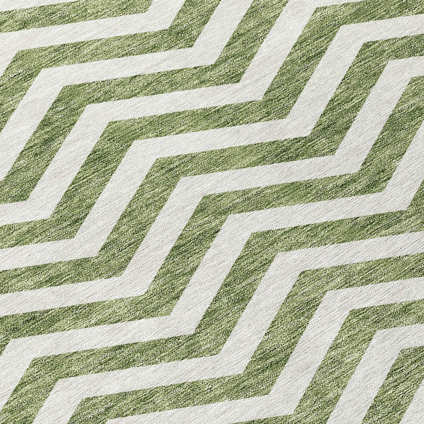 Tabselect Home Line 5' X 8' Green And Ivory Chevron Washable Indoor Outdoor Area Rug
