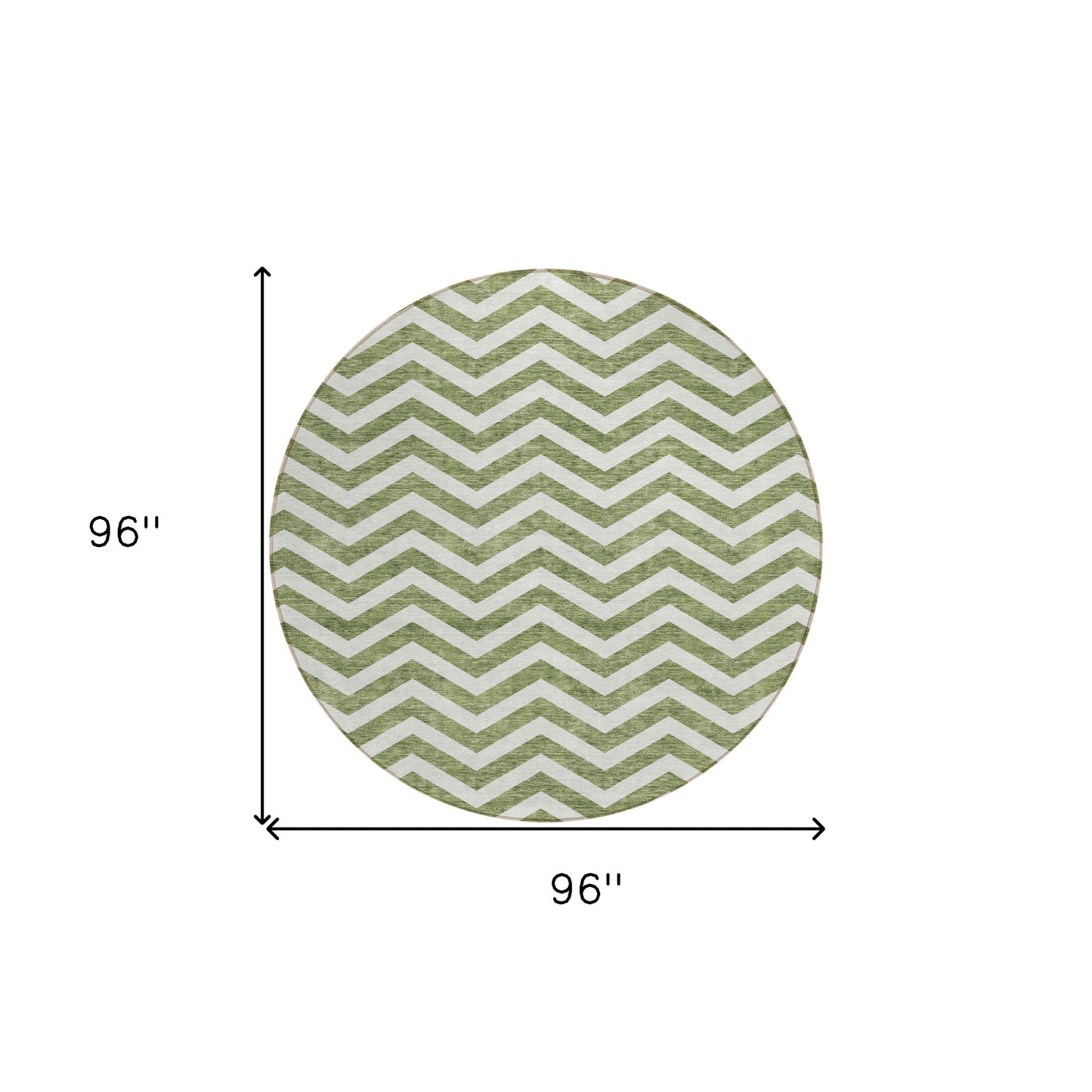 Tabselect Home Line 8' Green And Ivory Round Chevron Washable Indoor Outdoor Area Rug