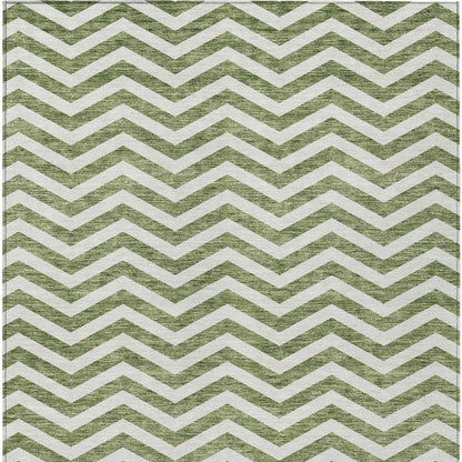Tabselect Home Line 8' X 10' Green And Ivory Chevron Washable Indoor Outdoor Area Rug