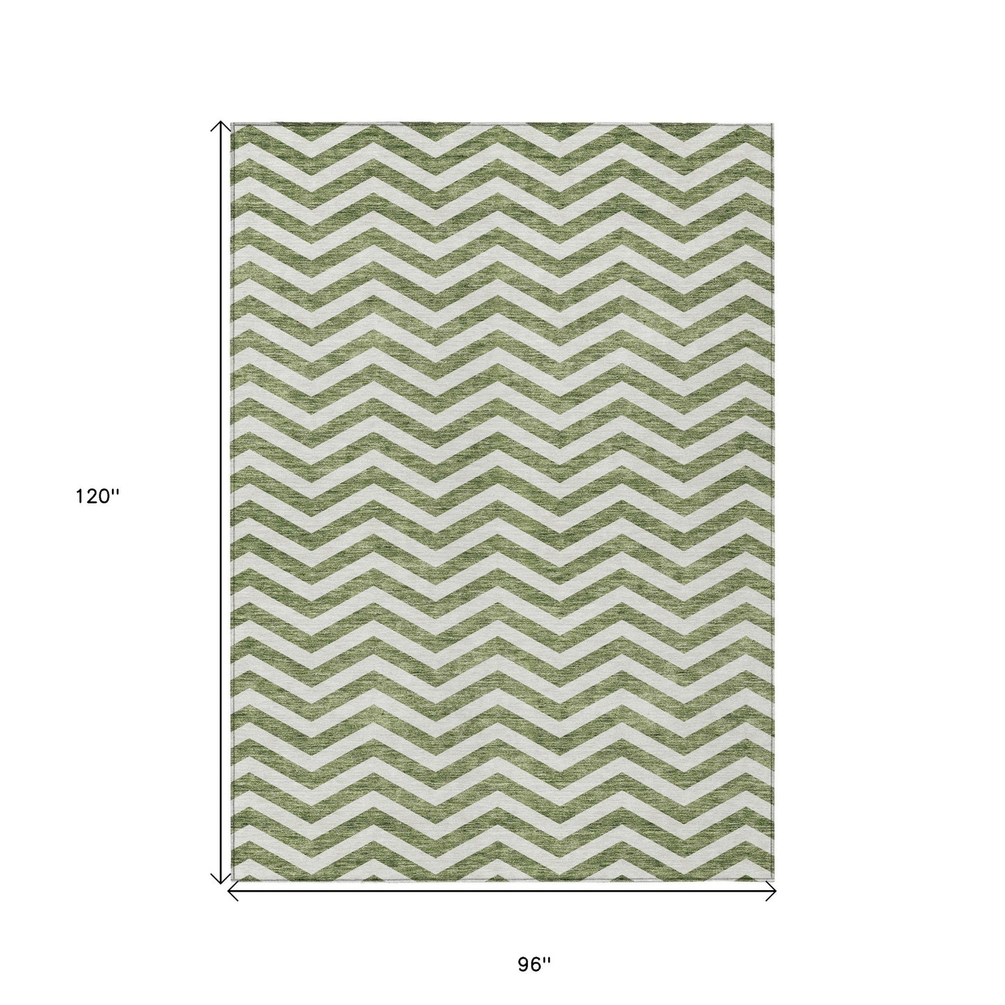 Tabselect Home Line 8' X 10' Green And Ivory Chevron Washable Indoor Outdoor Area Rug
