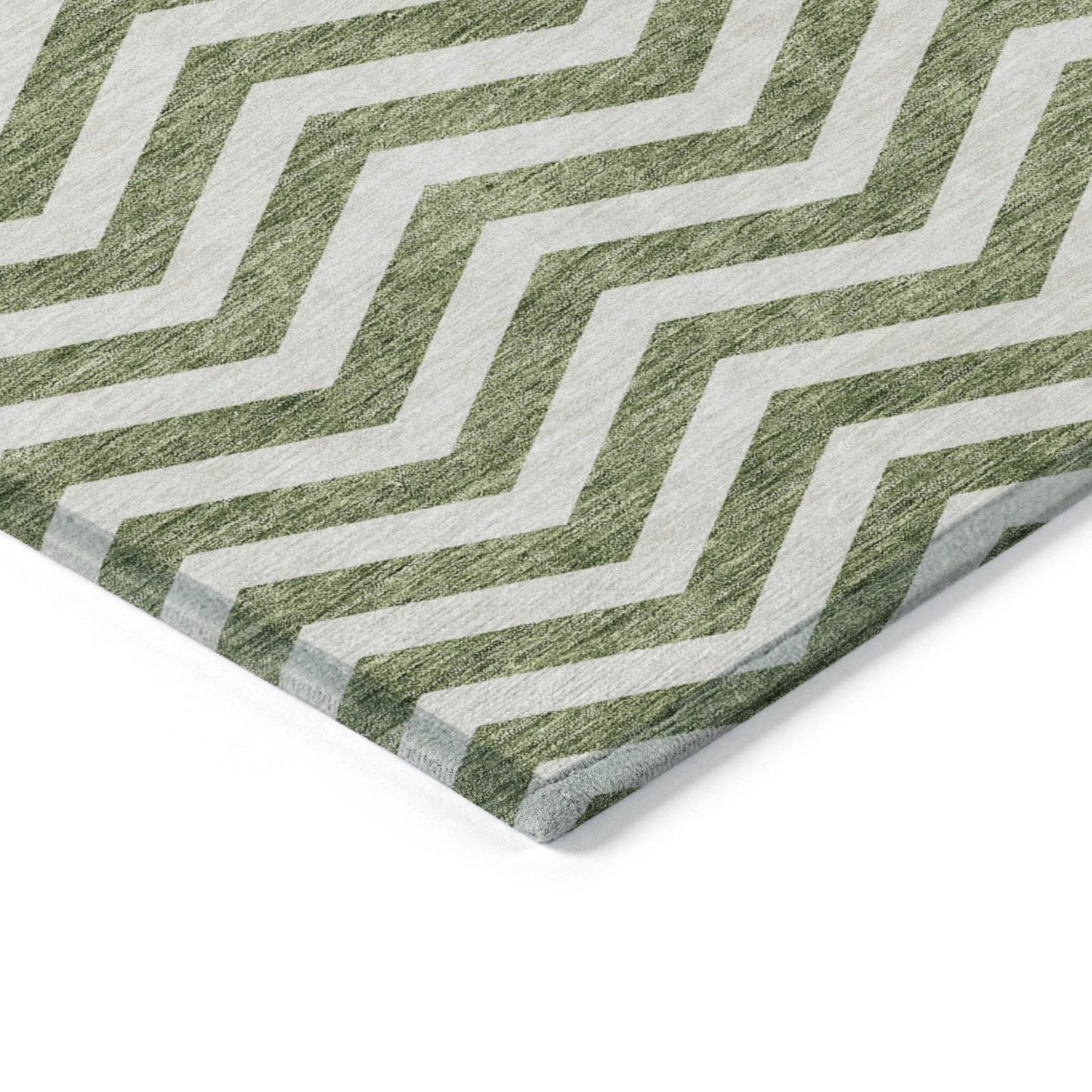 Tabselect Home Line 8' X 10' Green And Ivory Chevron Washable Indoor Outdoor Area Rug