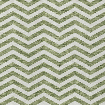 Tabselect Home Line 8' X 10' Green And Ivory Chevron Washable Indoor Outdoor Area Rug