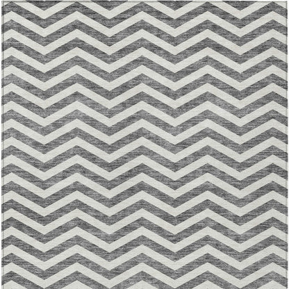 Tabselect Home Line 5' X 8' Gray And Ivory Chevron Washable Indoor Outdoor Area Rug