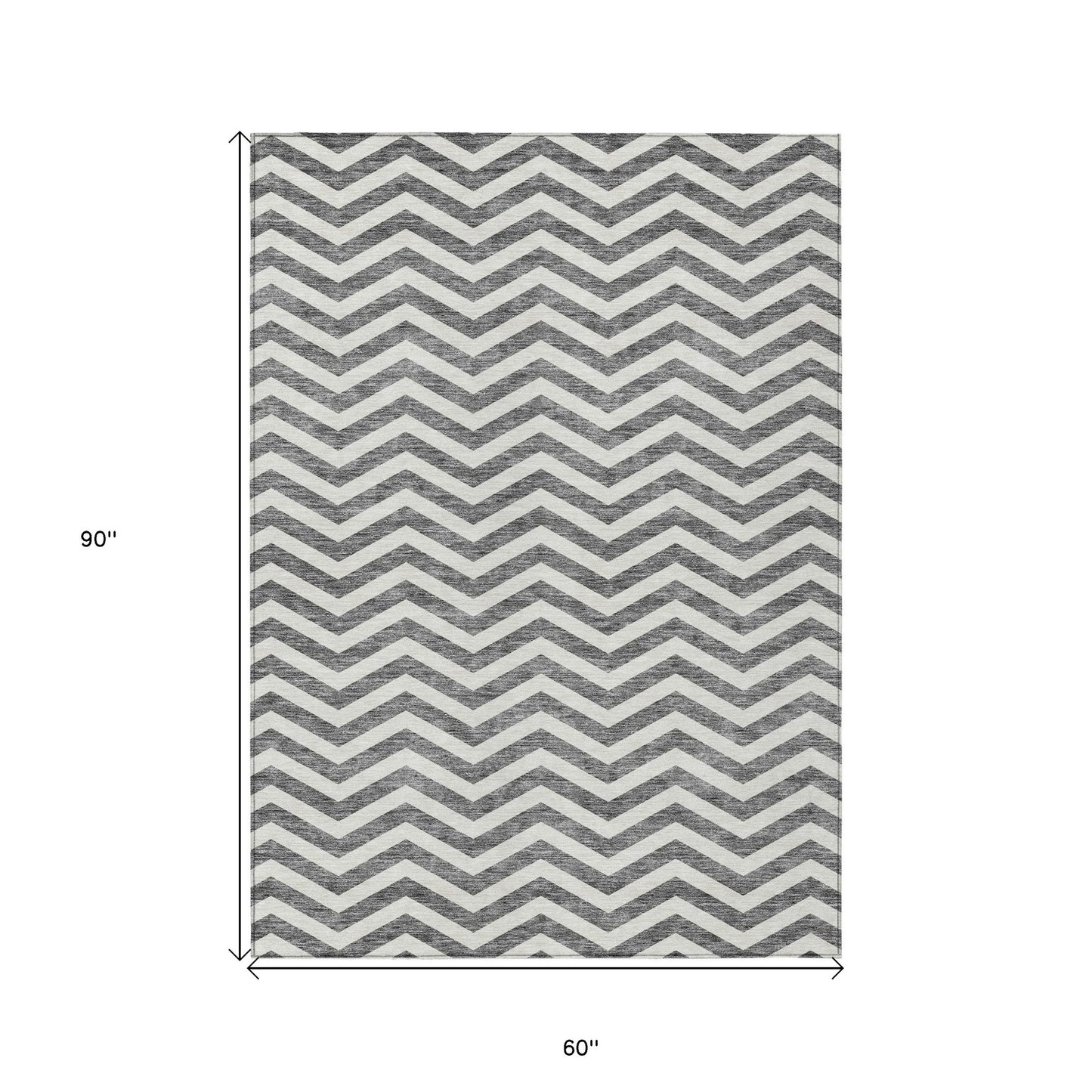 Tabselect Home Line 5' X 8' Gray And Ivory Chevron Washable Indoor Outdoor Area Rug