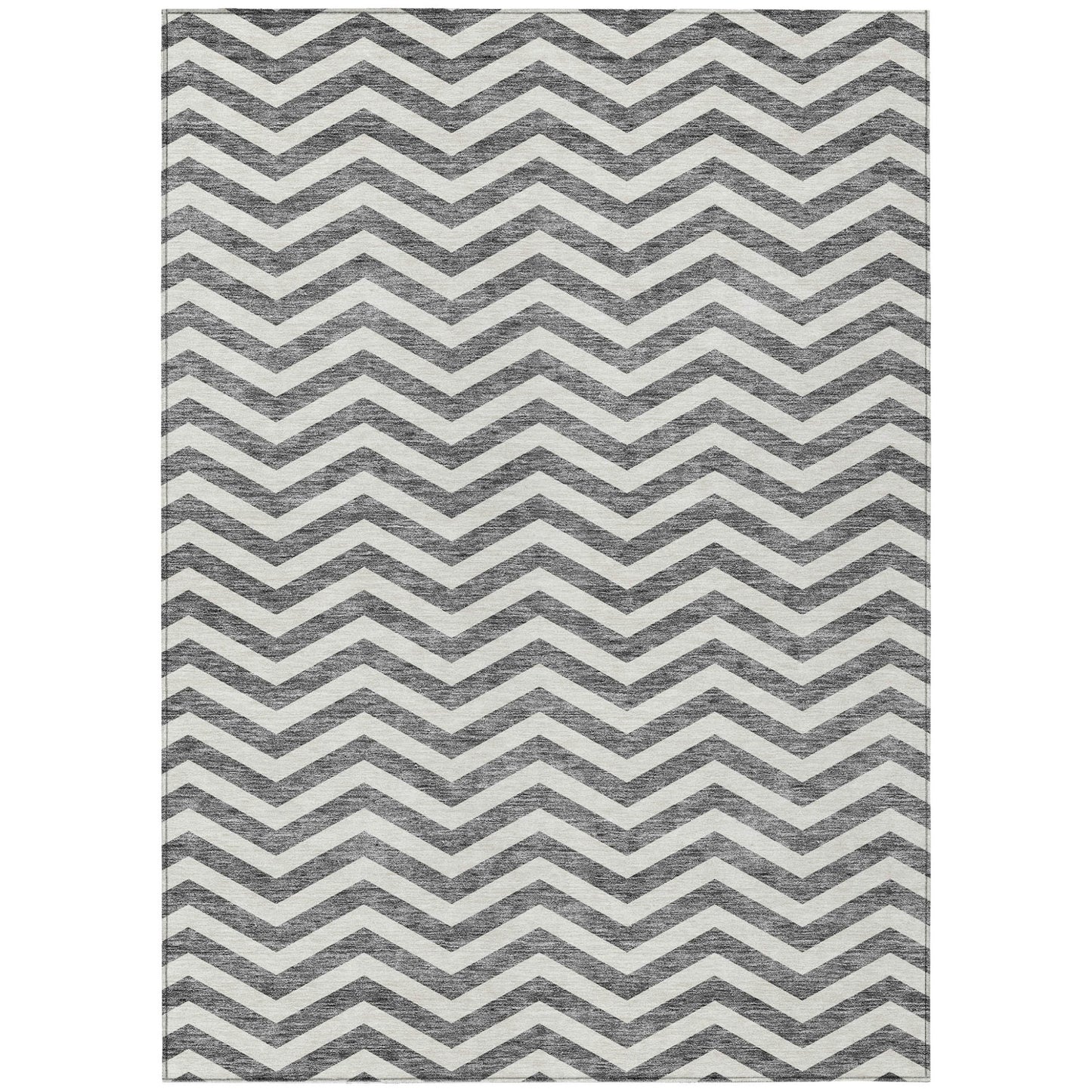 Tabselect Home Line 5' X 8' Gray And Ivory Chevron Washable Indoor Outdoor Area Rug