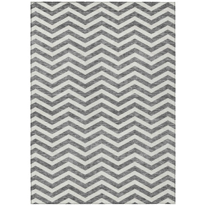 Tabselect Home Line 5' X 8' Gray And Ivory Chevron Washable Indoor Outdoor Area Rug
