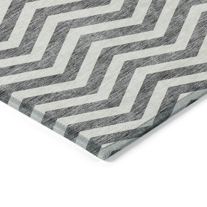 Tabselect Home Line 5' X 8' Gray And Ivory Chevron Washable Indoor Outdoor Area Rug