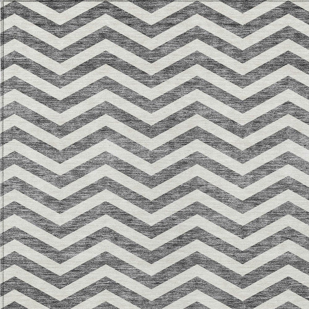 Tabselect Home Line 5' X 8' Gray And Ivory Chevron Washable Indoor Outdoor Area Rug