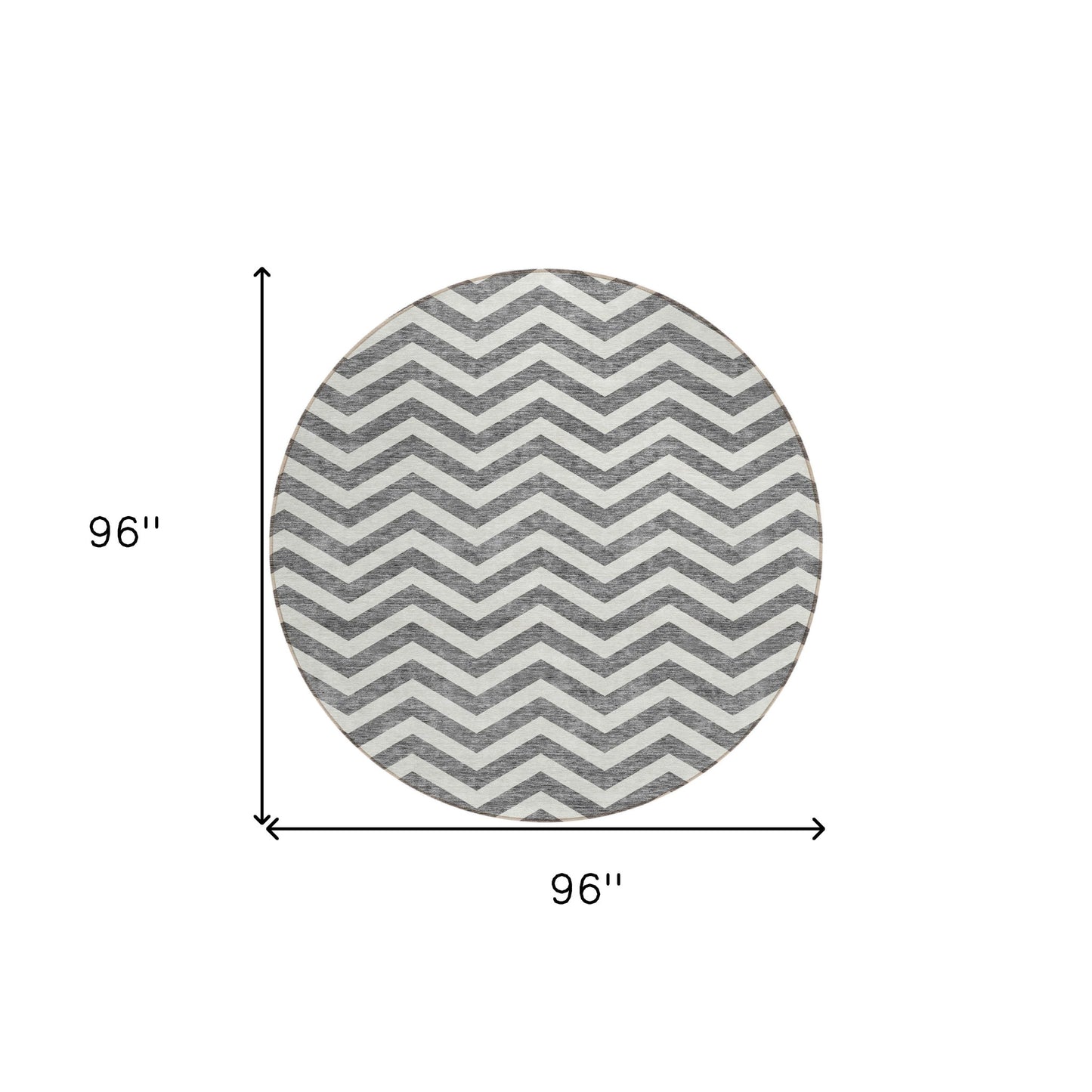 Tabselect Home Line 8' Gray And Ivory Round Chevron Washable Indoor Outdoor Area Rug