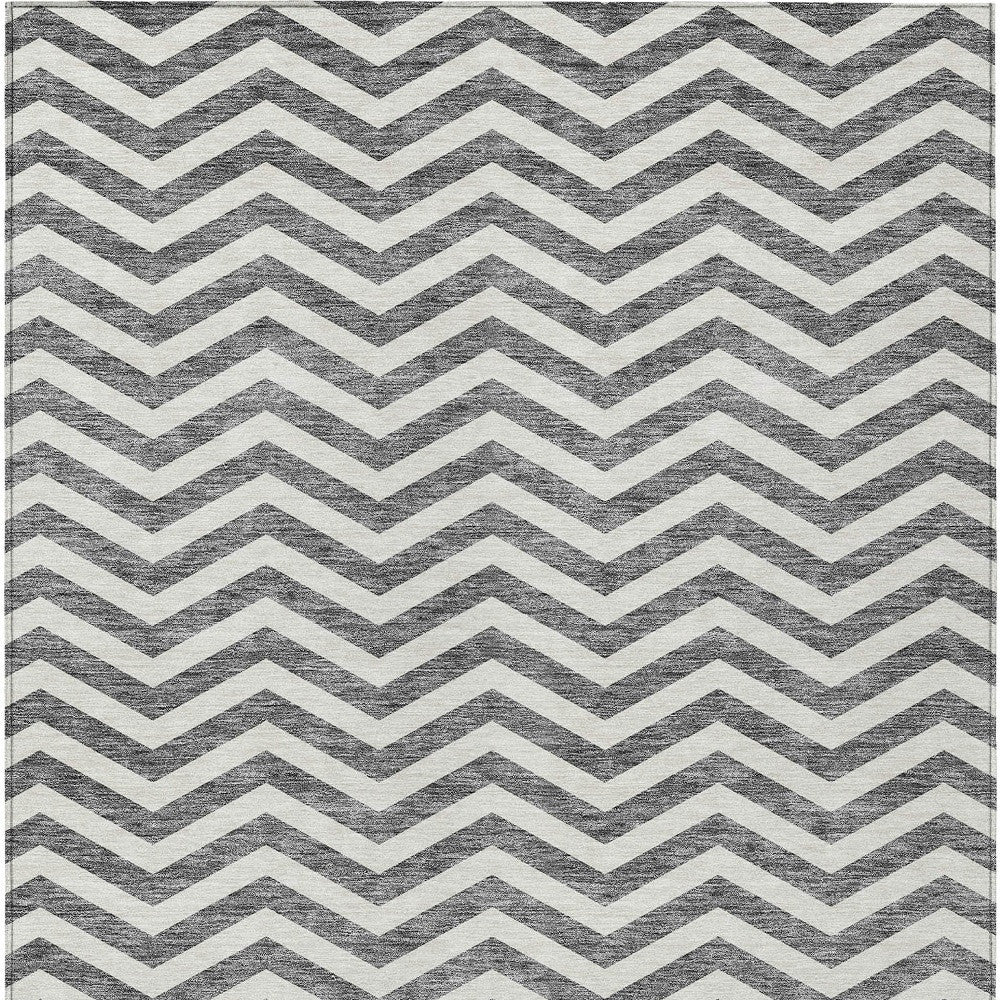 Tabselect Home Line 8' X 10' Gray And Ivory Chevron Washable Indoor Outdoor Area Rug