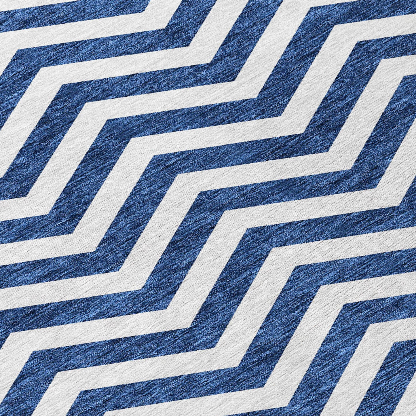 Tabselect Home Line 5' X 8' Navy Blue And Ivory Chevron Washable Indoor Outdoor Area Rug