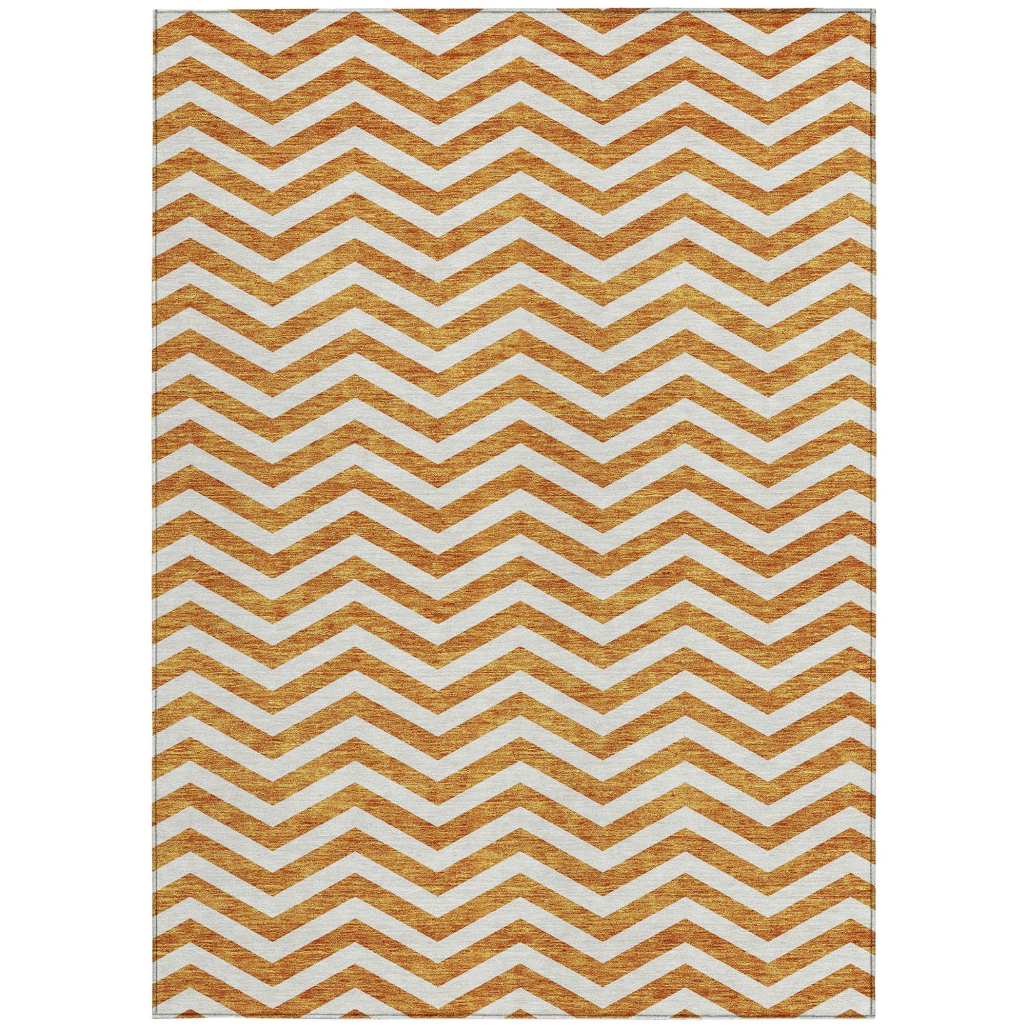 Tabselect Home Line 5' X 8' Orange And Beige Chevron Washable Indoor Outdoor Area Rug
