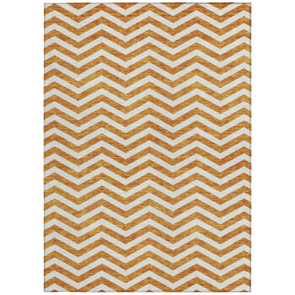 Tabselect Home Line 5' X 8' Orange And Beige Chevron Washable Indoor Outdoor Area Rug