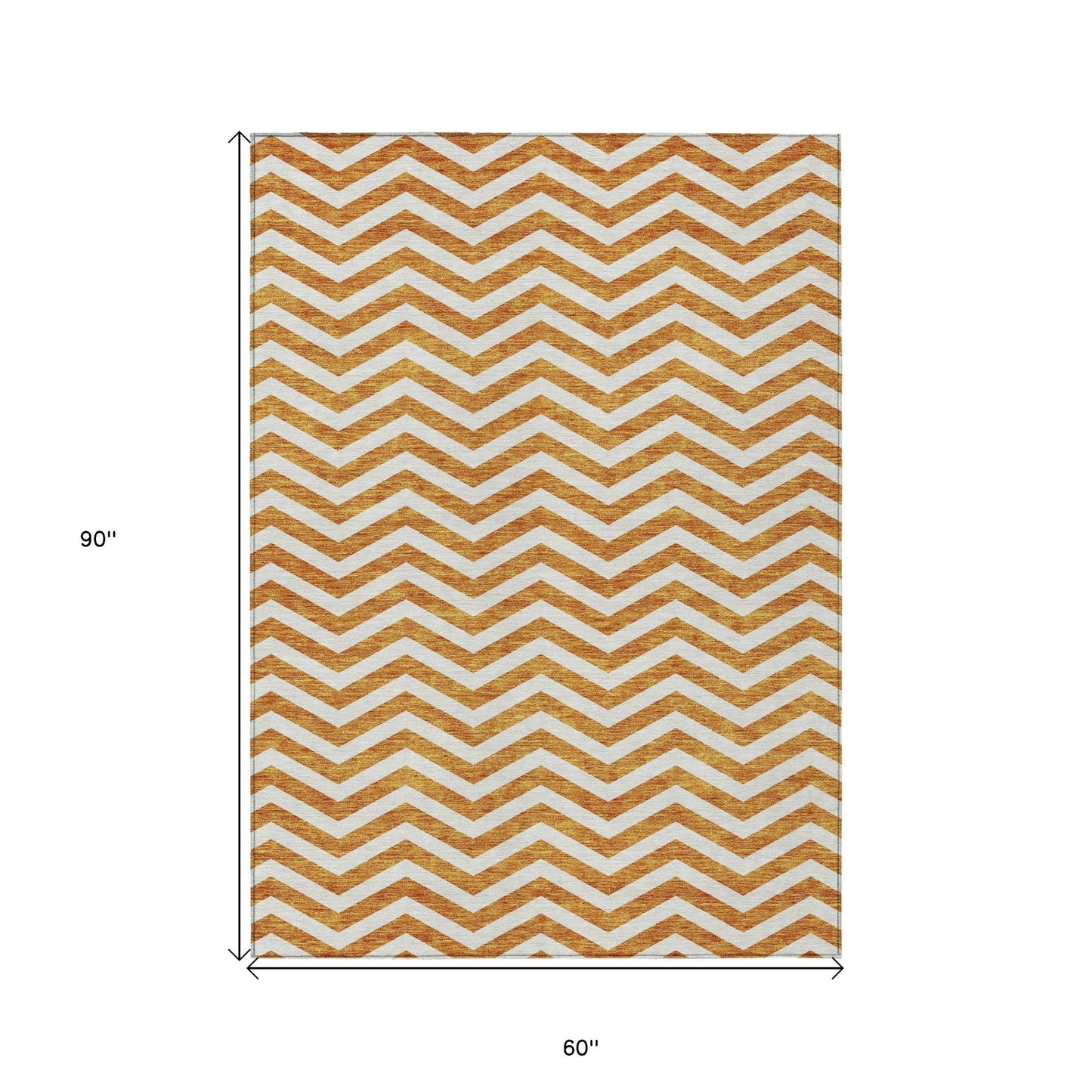 Tabselect Home Line 5' X 8' Orange And Beige Chevron Washable Indoor Outdoor Area Rug