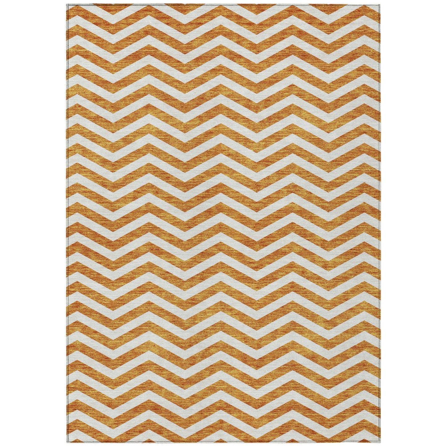 Tabselect Home Line 5' X 8' Orange And Beige Chevron Washable Indoor Outdoor Area Rug