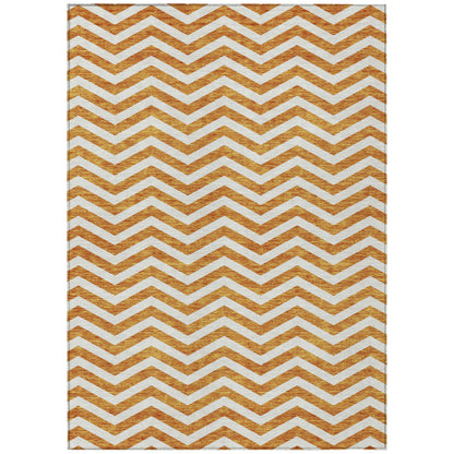 Tabselect Home Line 5' X 8' Orange And Beige Chevron Washable Indoor Outdoor Area Rug