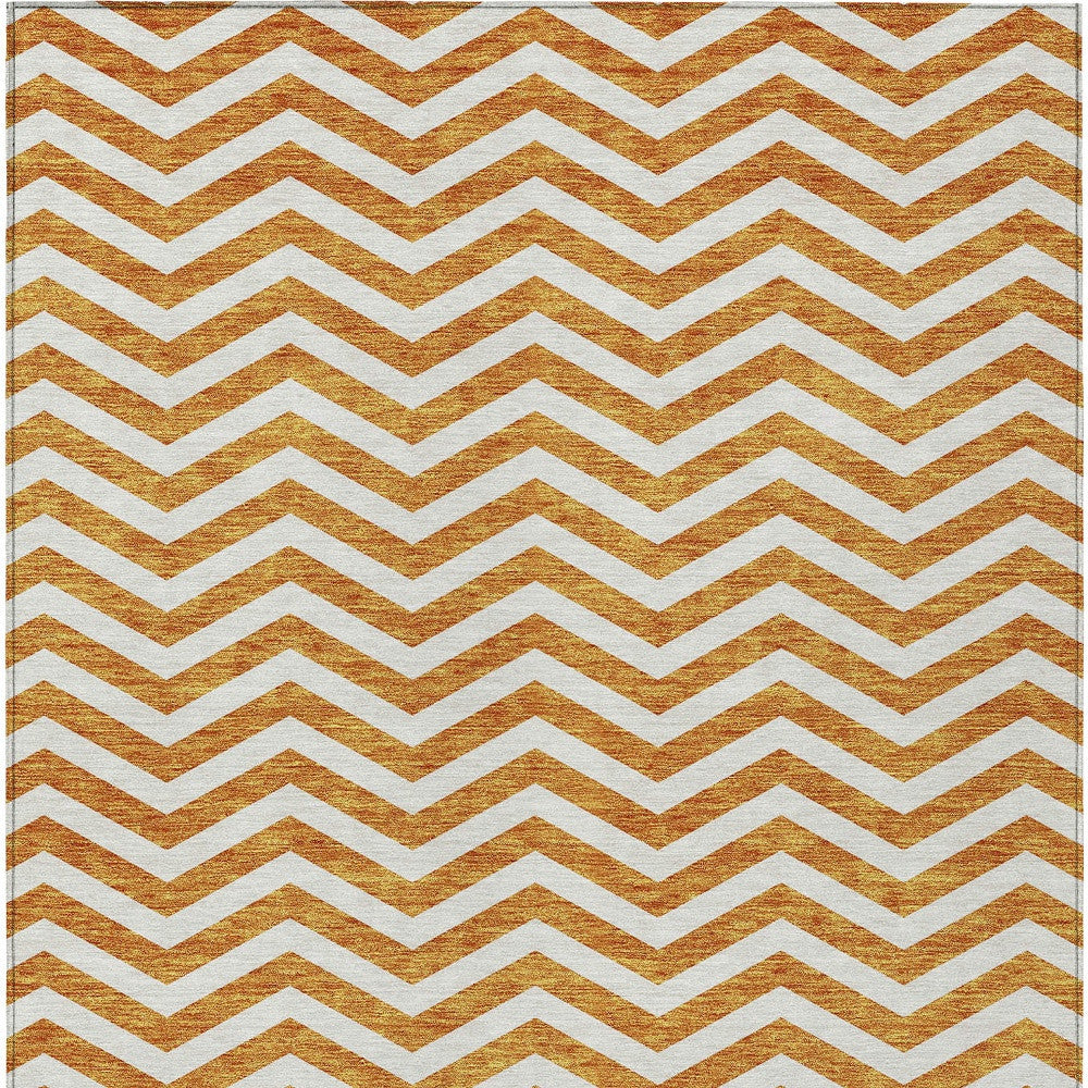 Tabselect Home Line 5' X 8' Orange And Beige Chevron Washable Indoor Outdoor Area Rug