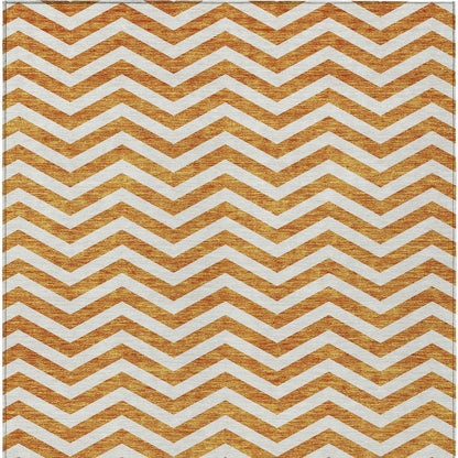 Tabselect Home Line 5' X 8' Orange And Beige Chevron Washable Indoor Outdoor Area Rug