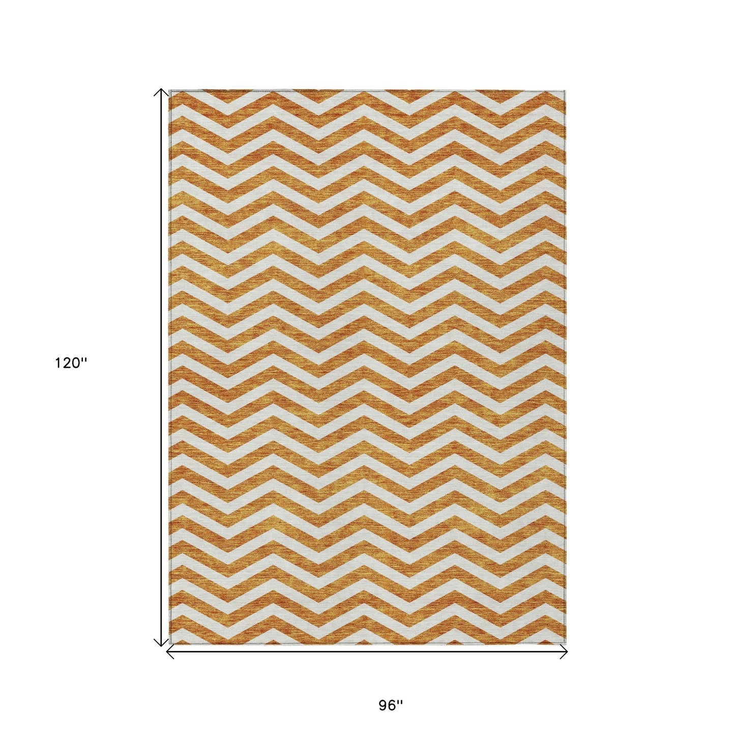 Tabselect Home Line 8' X 10' Orange And Beige Chevron Washable Indoor Outdoor Area Rug
