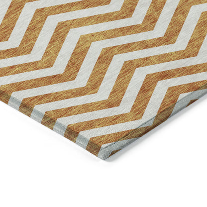 Tabselect Home Line 8' X 10' Orange And Beige Chevron Washable Indoor Outdoor Area Rug