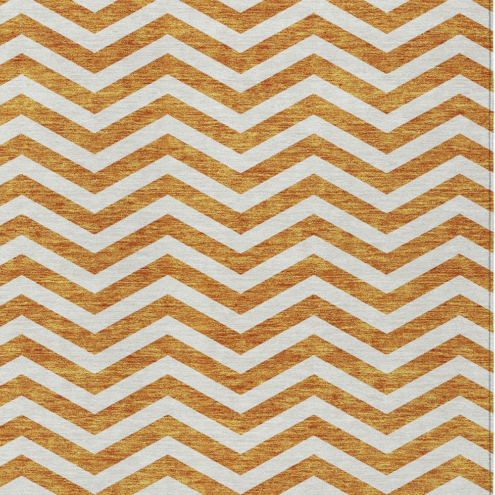 Tabselect Home Line 8' X 10' Orange And Beige Chevron Washable Indoor Outdoor Area Rug
