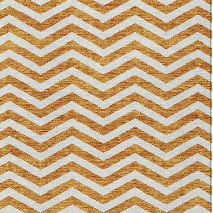 Tabselect Home Line 8' X 10' Orange And Beige Chevron Washable Indoor Outdoor Area Rug