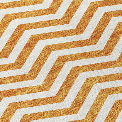 Tabselect Home Line 8' X 10' Orange And Beige Chevron Washable Indoor Outdoor Area Rug