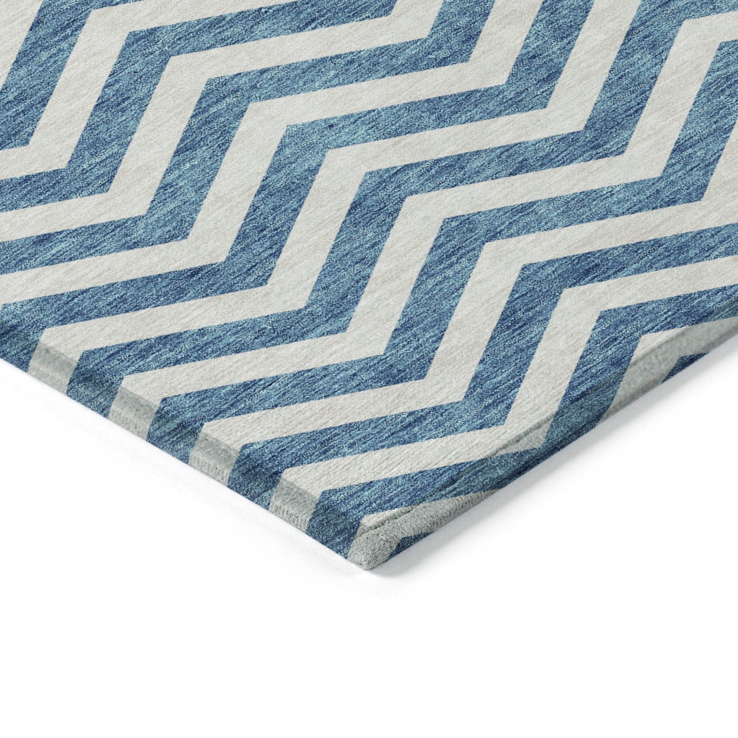 Tabselect Home Line 5' X 8' Teal Blue And Ivory Chevron Washable Indoor Outdoor Area Rug
