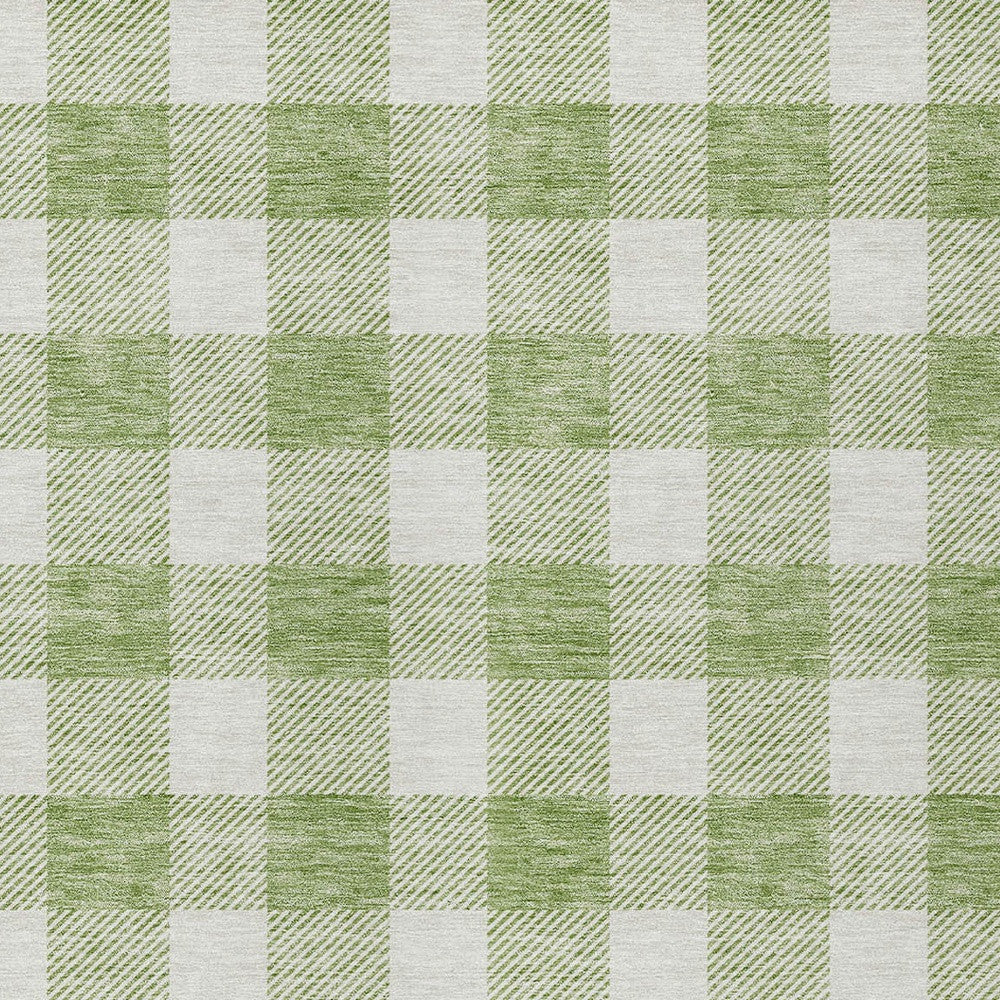Tabselect Home Line 5' X 8' Artichoke Green And Gray Plaid Washable Indoor Outdoor Area Rug