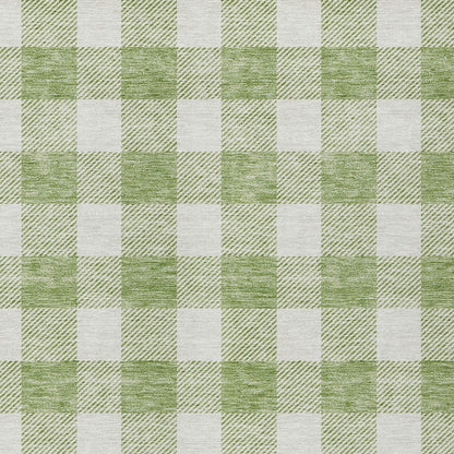 Tabselect Home Line 5' X 8' Artichoke Green And Gray Plaid Washable Indoor Outdoor Area Rug