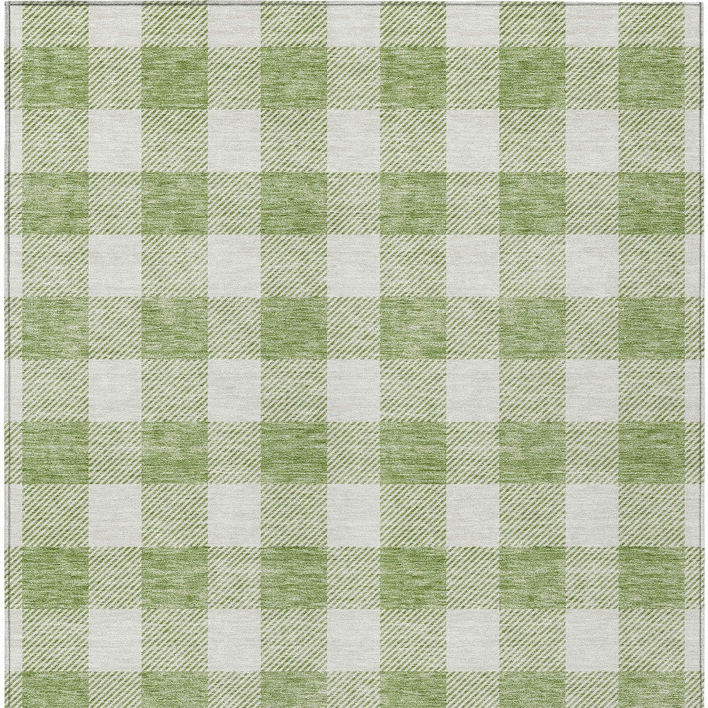 Tabselect Home Line 8' X 10' Artichoke Green And Gray Plaid Washable Indoor Outdoor Area Rug